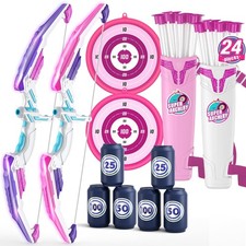 2 Pack Bow and Arrow for Kids, LED Light Up Archery Set with 24 Suction Cup A...