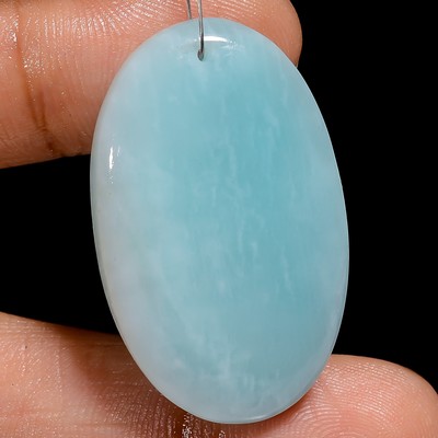 100% Natural Amazonite Oval Cabochon Drilled Gemstone 47 Ct. 35X21X6 mm A-34288