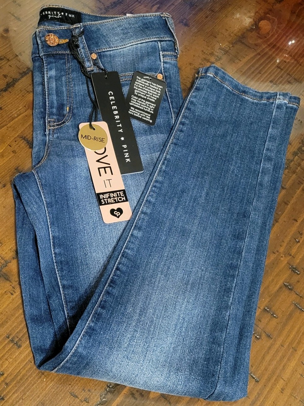 Celebrity Pink Girls Skinny Jeans Blue Stretch 5-Pocket Size 10
