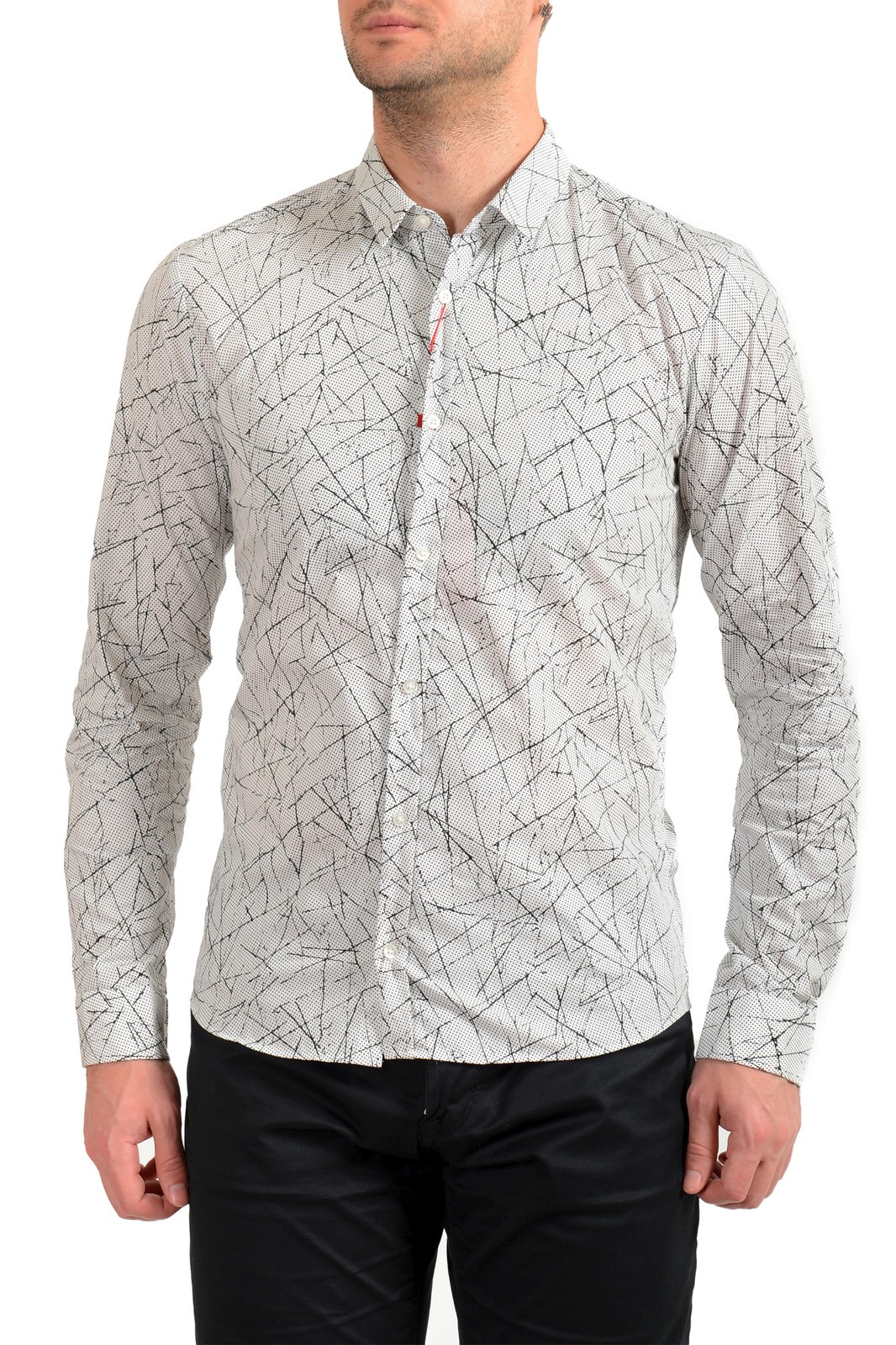 Повседневная рубашка с длинным рукавом Hugo Boss Mens Ero3/W Extra Slim Fit с геометрическим принтом