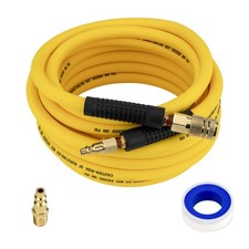 Hybrid Air Hose 3/8" x 25 FT, Air Compressor Hose with 1/4'' Brass Male Fitti...