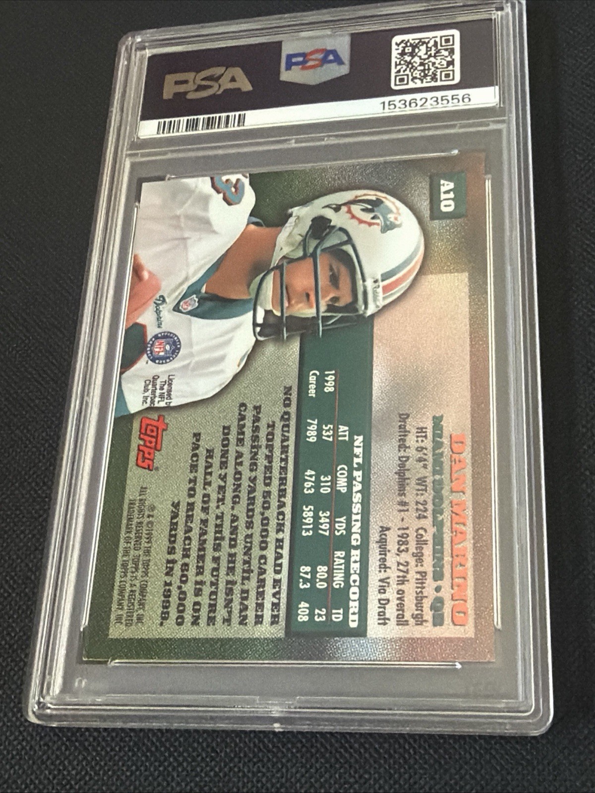 1999 Topps Dan Marino #A10 Auto HOF 🐬 view 4