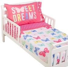 Carter's Butterflies 4-Piece Toddler Bedding Set, Pink/White