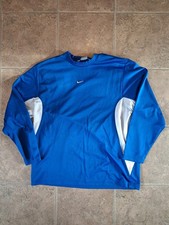 Nike Ls Mesh Panels Shirt Sz Xl Vtg Y2k Mini Swoosh Royal Blue White Center Logo Nike Ls Mesh Panels Shirt Sz Xl Vtg Y2k Mini Swoosh Royal Blue White Center Logo