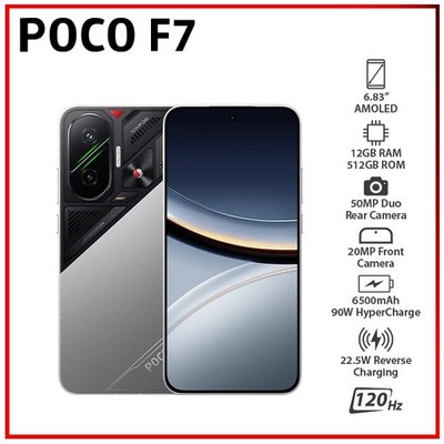 (New) Xiaomi POCO F7 5G 12GB+512GB SILVER Dual SIM Unlocked Android Mobile Phone