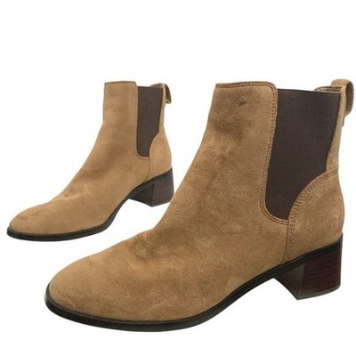 J. Crew Chelsea Brown Suede ankle Boots 9 Comfort pull on Minimalist Fall