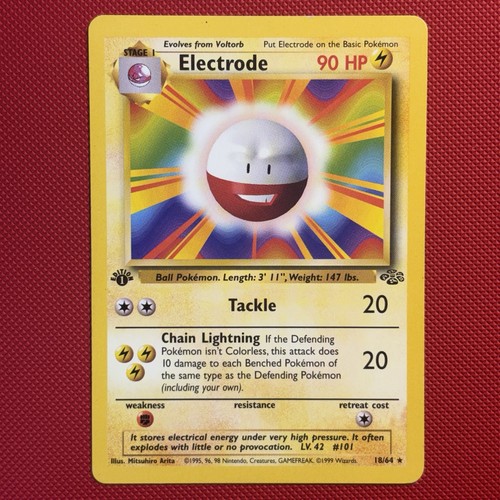 Pokemon Vintage 1st Edition Non-Holo Rare Electrode 18/64 Jungle Error 1999 Wotc