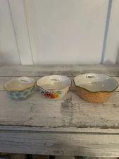 Pioneer Woman Measuring Bowls Cups Dry Ingredients 3 Piece floral Print READ