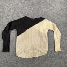 Armani Exchange Sweater Womens Small Black Cream Colorblock Mohair Italian Yarn