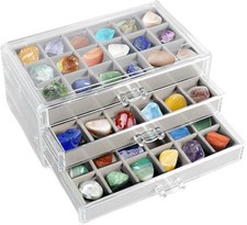 3 Drawer Rock Collection Box 54 Grids ,acrylic jewellery Box Clear Crystal Box
