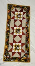Quilted Table Runner Fall Autumn Harvest 13.5 X 31 Yellow Orange