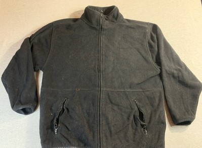 Vtg Devon & Jones Men's Large Black Full-Zip Fleece Jacket Long Sleeve Zipper Po