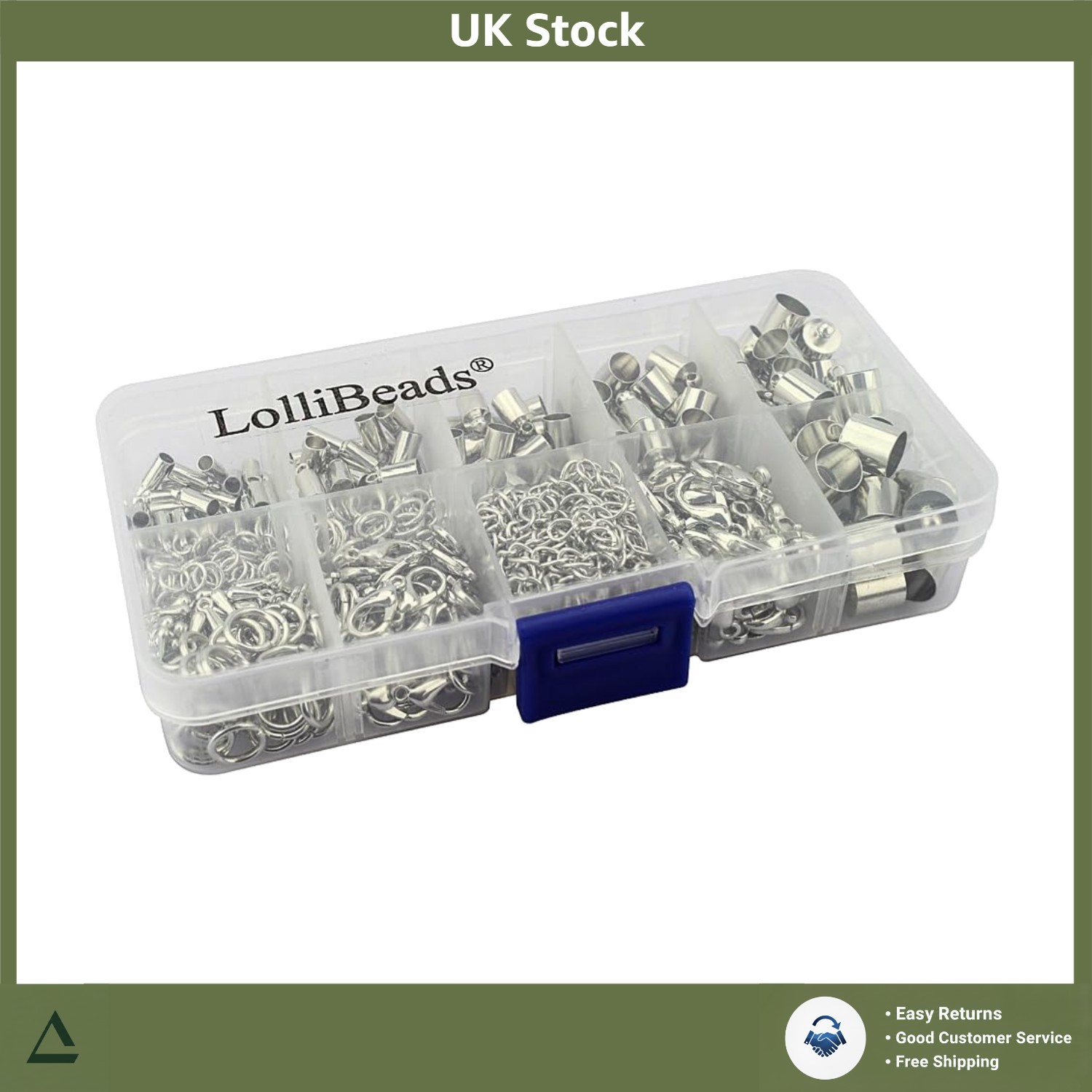 Silver Plated Barrel Cord Ends Lobster Clasp Extender Kit 60 Sets