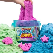 Bucket - 5 Pounds of Slimy Sand in 3 Colors Blue, Green, Purple - Cotton Ca...