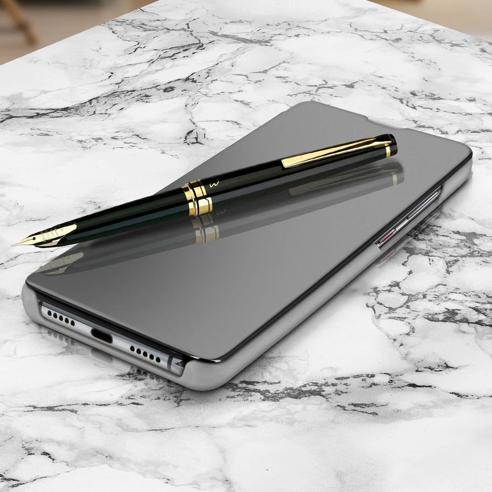 Housse Huawei P30 Pro Étui Miroir Clapet translucide Stand Vidéo argent - Photo 2/4