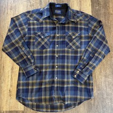 Pendleton Canyon Shirt Pearl Snap Front Western Wool Plaid - Men  s Large Blue