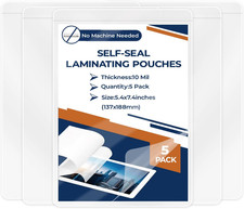 5 Pack 10 Mil 5"X7" Self Sealing Laminating Pouches Self Adhesive Lamination Pou
