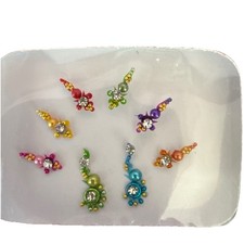 Indian Bollywood Bindi Body Jewel Self Adhesive, Crystal Forehead, Face Jewels