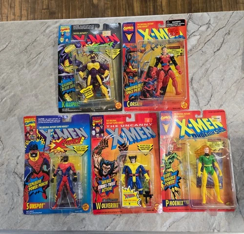 Lot #1 of Vintage 1990's Marvel Action Figures on card Wolverine Phoenix Sunspot