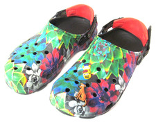 Crocs Classic Clog Mens Size 8 Women 10 Tropical Floral Slides Sandals Green