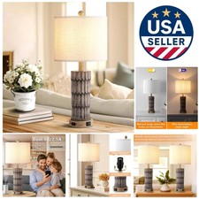 Vintage 25-Inch LED Table Lamp - Touch Control, USB Ports, Perfect for Any Room