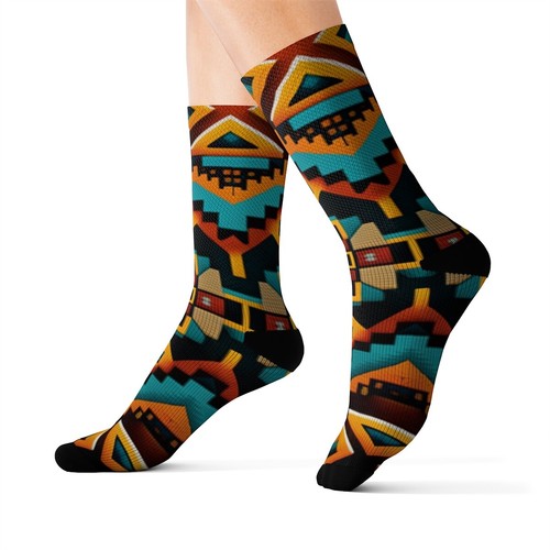 All Over Print Adult Socks Southwestern Navajo Pattern Aztec Native American - Picture 6 of 9