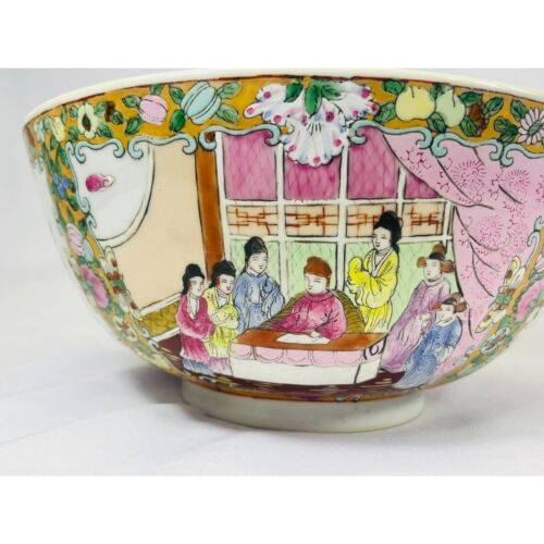 Antique Chinese Famille Rose Porcelain Hand Painted Punch Bowl 12" - Picture 2 of 12