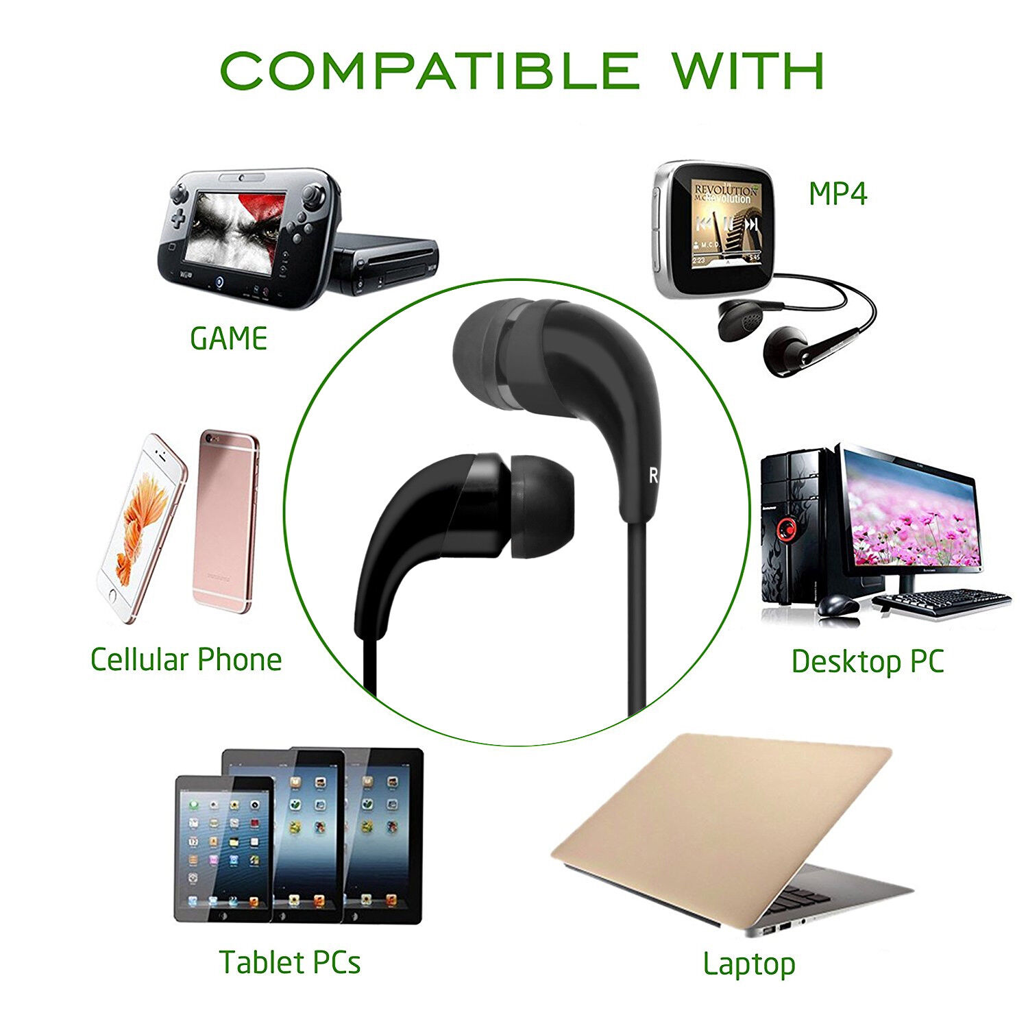 Stereo Headset with Microphone and Playback Control For Samsung