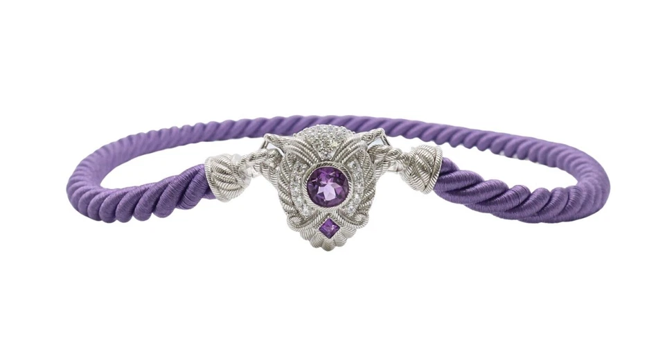 Colar com fio de náilon Judith Ripka prata esterlina ametista e zircônia cúbica - Imagem 2 de 4