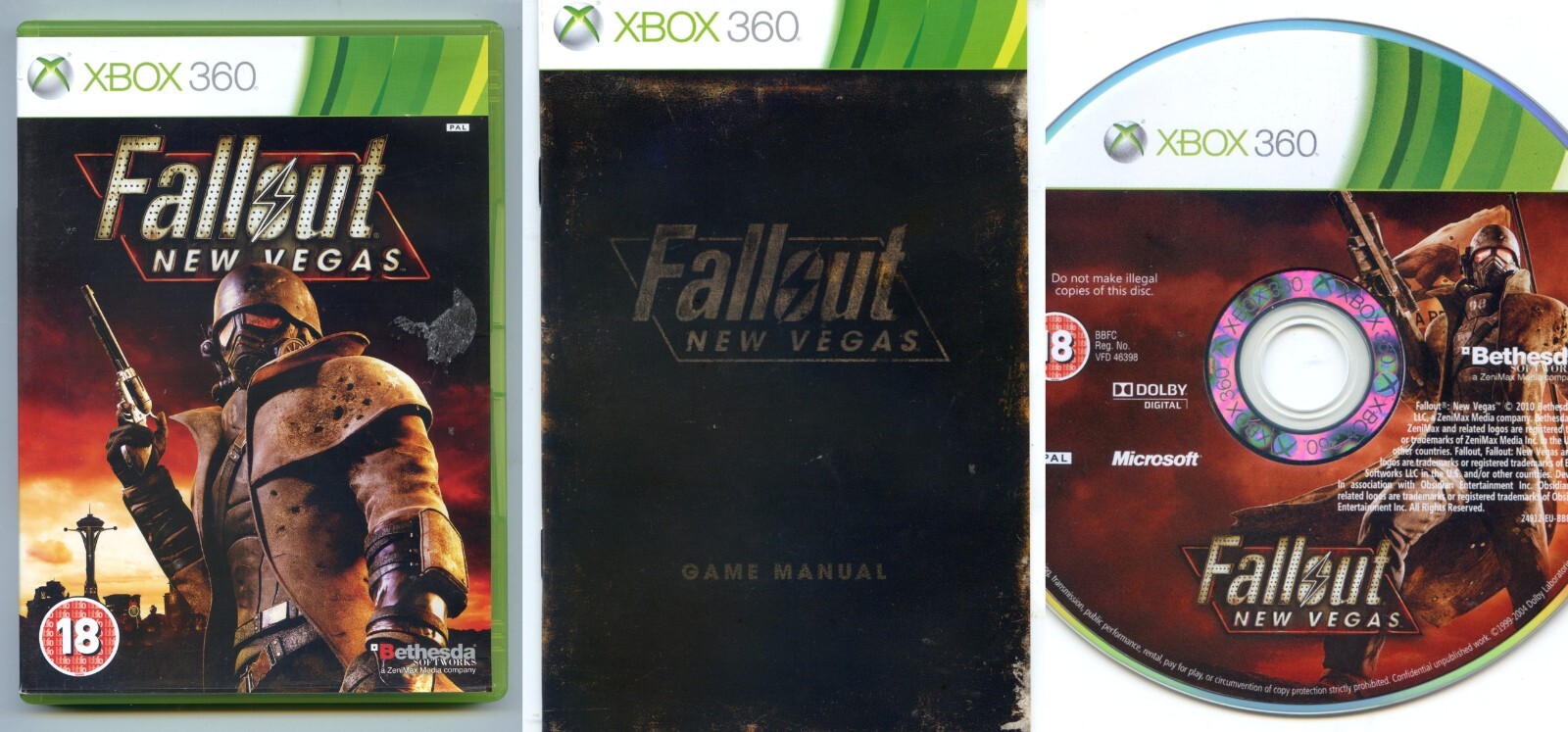 XBOX 360 Fallout New Vegas Complete with Manual Disc EX Bethesda 18 UK/PAL