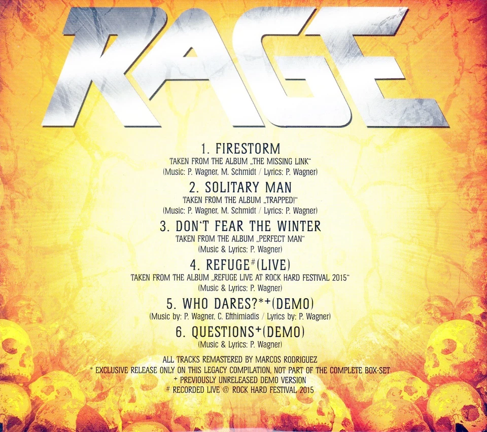 CD • RAGE • 2016 • THE REFUGE YEARS • RARE 6 SONG EP • (German Legacy Exclusive) - Bild 2 von 2
