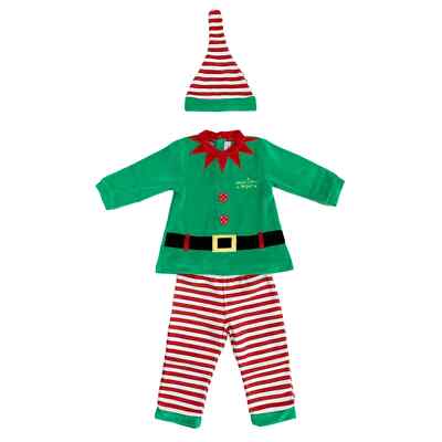 Baby Schlafanzug Weihnachten Elfe des Weihnachtsmanns Baby Mädchen mit Mütze 3778