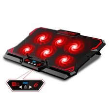 17" Gaming Laptop Cooler Pad with 6 Adjustable LED Fans, LED Screen