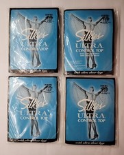 4 Pairs Vintage Silkies Ultra Control Top Sheer Leg Pantyhose Large Nude 030301