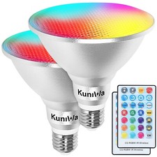 2 Pack PAR38 Flood Light Bulbs Outdoor 30W, LED Color Changing Spotlight Wate...