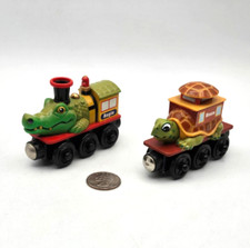 Alpha Zoo Express Car Train Lot x2 Augie Bruce Turtle Thomas Wooden Railway BRIO