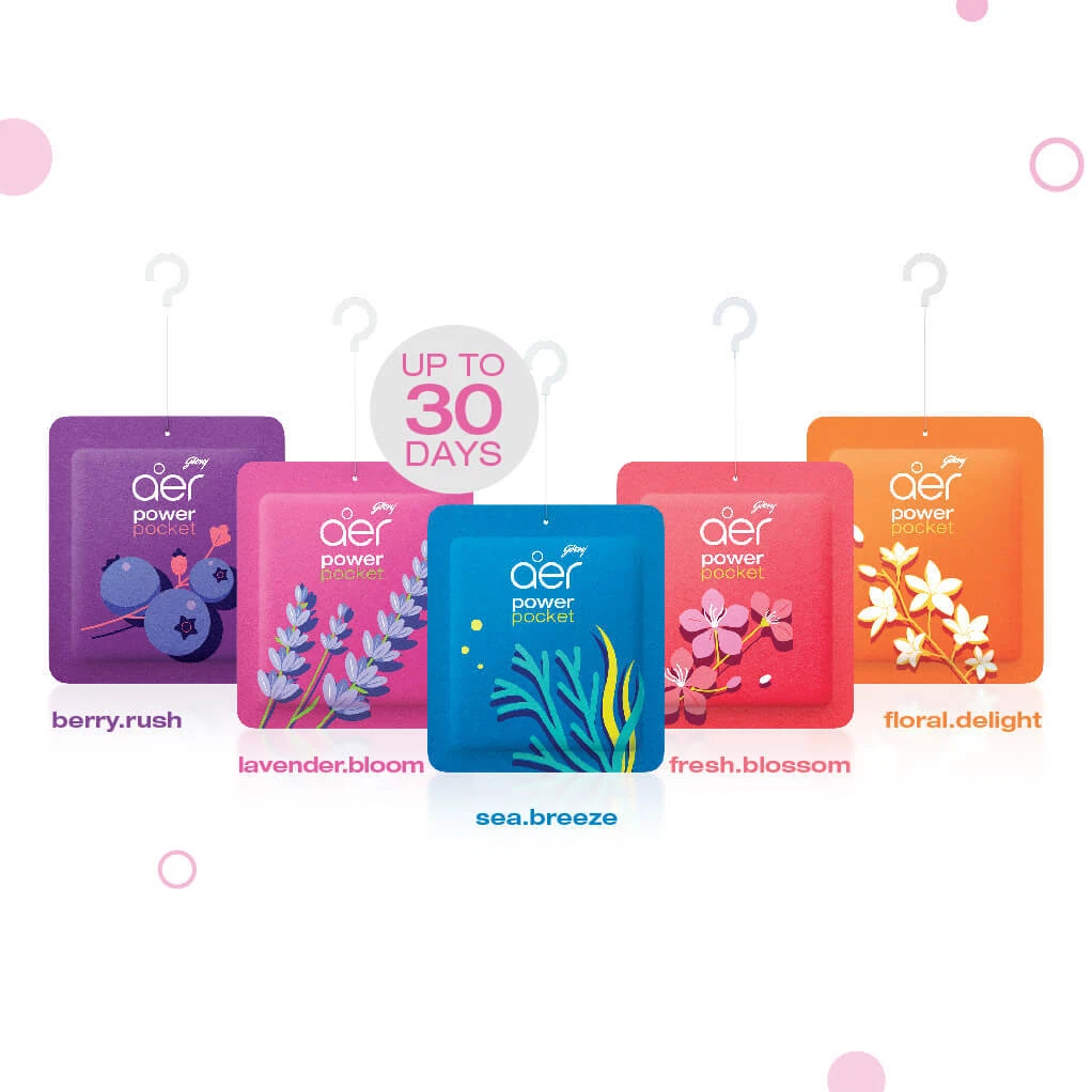 Godrej AER Pocket Air Freshener Bathroom Toilet Car Air Freshener 5 packs