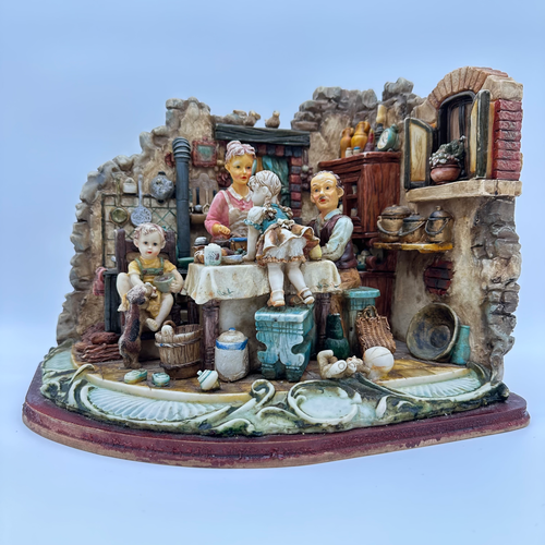 "Scultura/Figurine Dettagliate Resina Policroma ""Riunione Famiglia"" 13x10" - Foto 3 di 7