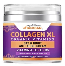Collagen Face Cream with Airless Pump Anti-Aging Botanical Vitamin A C E B5 2 oz