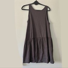 ASOS DESIGN sleeveless v back smock slate grey dress