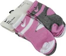 Nike Baby 6 Pk Multicolor Ankle Cotton Cushion Stripe Swoosh Sock Set 12-24 MO