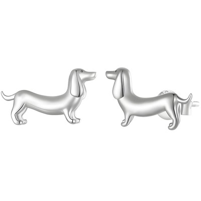 Pantercats | Dachshund Stud Earrings 925 Silver 3D - Earrings for Dog Lovers  