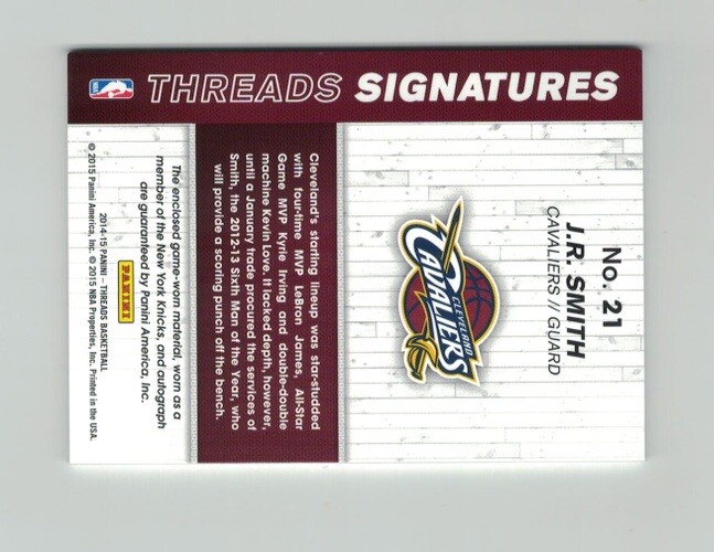 SMITH 2014-15 Panini Threads PATCH AUTO #21/25 RARE CAVS