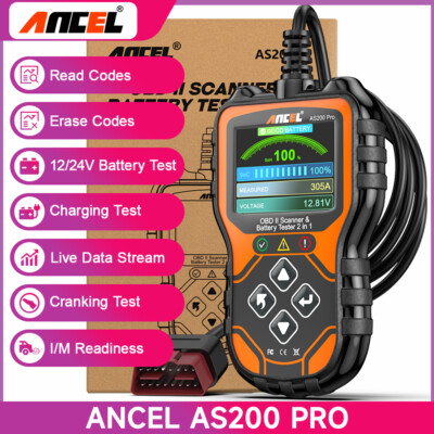 ANCEL AS200 Pro 2 In 1 OBD2 Scanner & Battery Test Diagnostic Tool Check Engine
