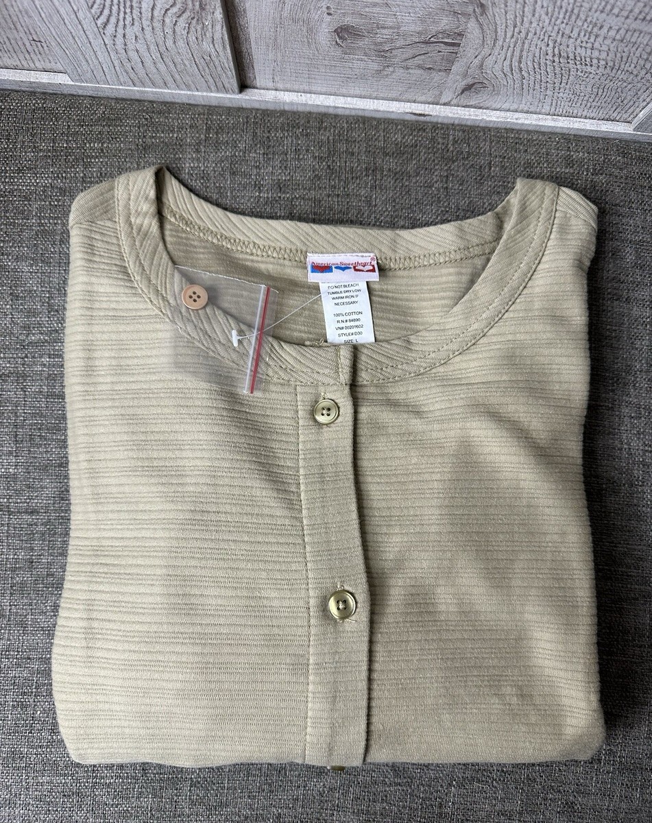 トップス L American Sweetheart Cardigan Shirt Womens Size Large Beige Tan