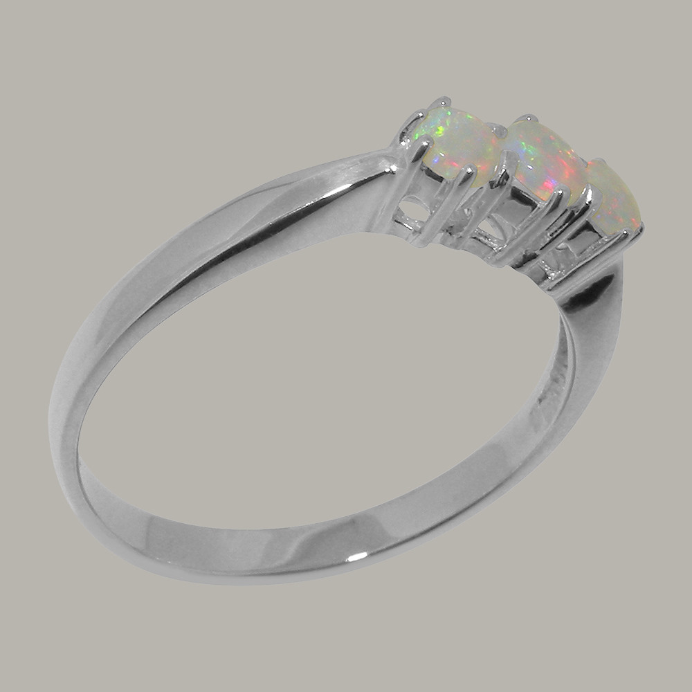 Solid 925 Sterling Silver Natural Opal Womens Trilogy Ring - Sizes 4 to ...