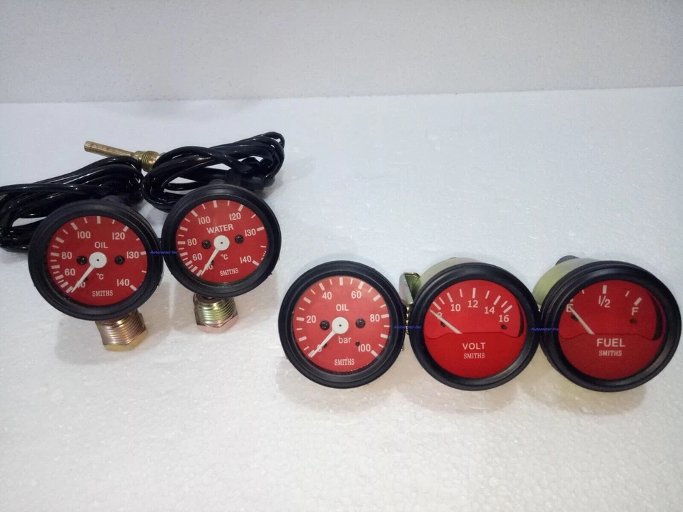 Smiths Gauge Kit Temp+ Oil+ Fuel+ Volt +Oil Temp+Speedometer +TachoReplica85mmME - Image 2 of 3