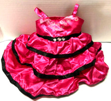 Build A Bear Tiered FUSCHIA and Silver Glitter Gown Dress