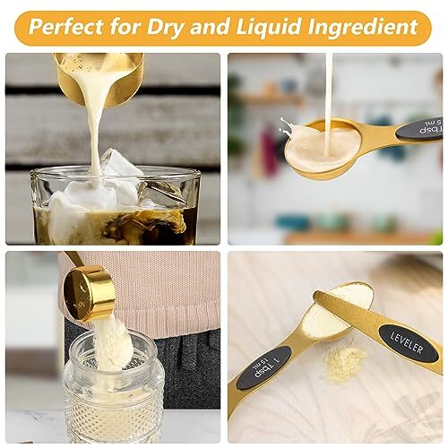 Gold Magnetic Measuring Spoons And Cups Set Of 12 8 Dual Sided Magnetic Measurin - Picture 4 of 7