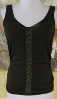 Nine West Sz Small Embellished Stretch Dark Brown Beaded Center Tank Top Nine West Sz Small Embellished Stretch Dark Brown Beaded Center Tank Top